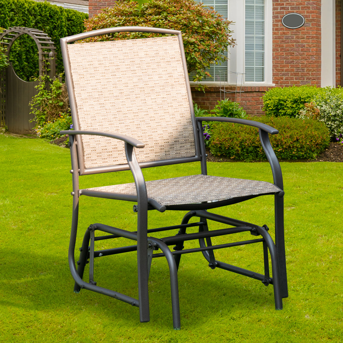 2 Pieces Patio Glider Rocking Chair Set