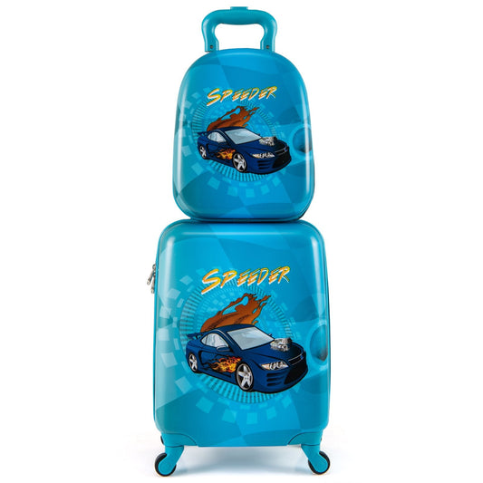 2 Pieces Kid Luggage Set with 4 Spinner Wheels and Telescopic Handle-Navy