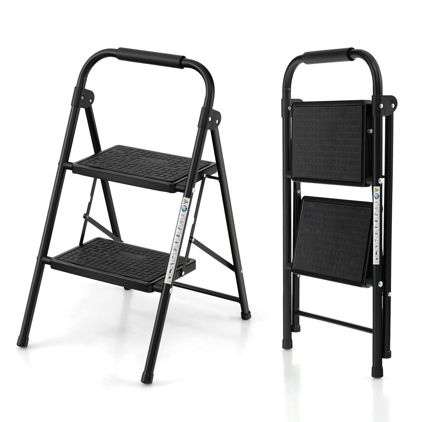 Folding Step Stool with Padded Handgrip and Wide Anti-Slip Pedal for Kitchen/Household/Garden