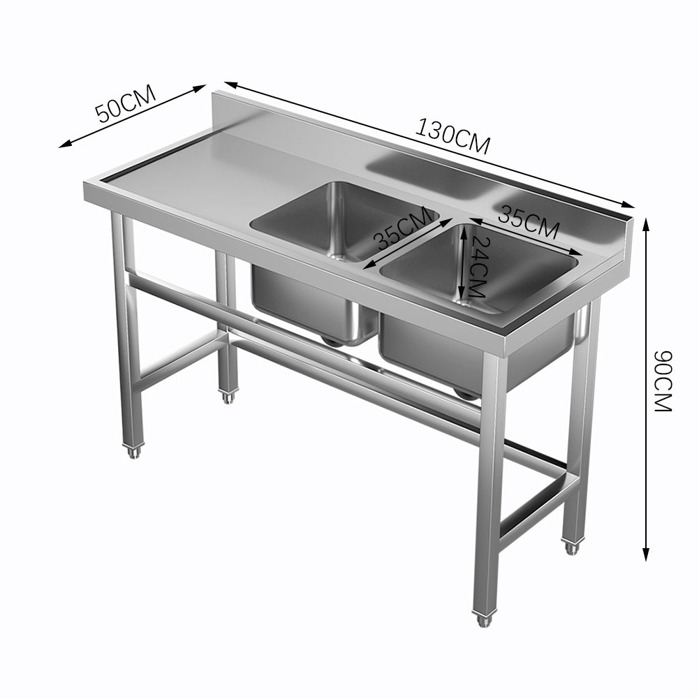 4ft Stainless Steel Kitchen Commercial 3-compartment Sink with Drainboard