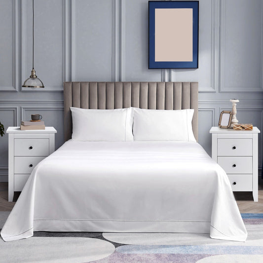 2 Pecies Wooden Nightstand with 3 Drawers and Stable Structure-White