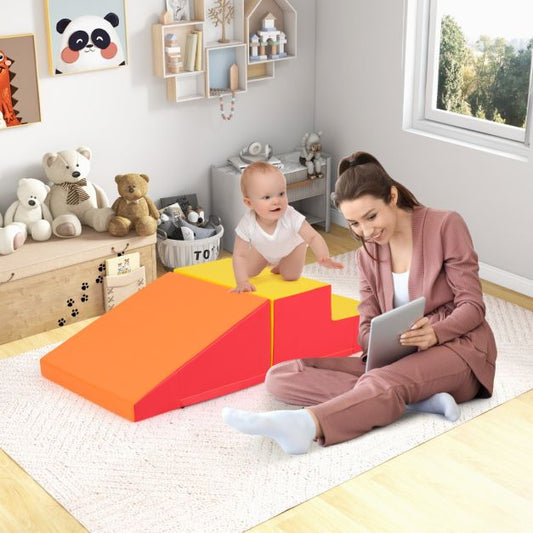 2-Piece Step and Slide Climber for Infants and Toddlers-Orange