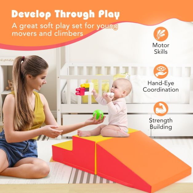 2-Piece Step and Slide Climber for Infants and Toddlers-Orange