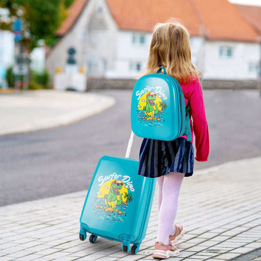 2 Pieces Kid Luggage Set with 4 Spinner Wheels and Telescopic Handle-Blue