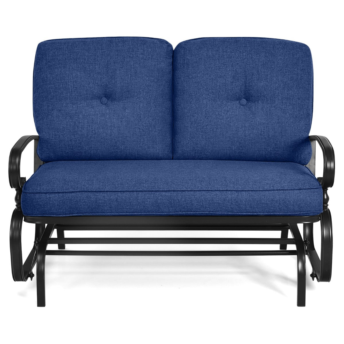 2-Person Patio Glider Chair with Cushions-Blue