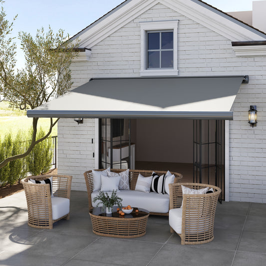 Outsunny Cassette Electric Manual Awning Door Window Retractable Canopy in Grey, image 2