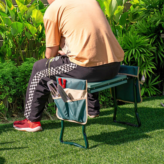 2-in-1 Foldable Garden Kneeler and Seat with Tool Pouches