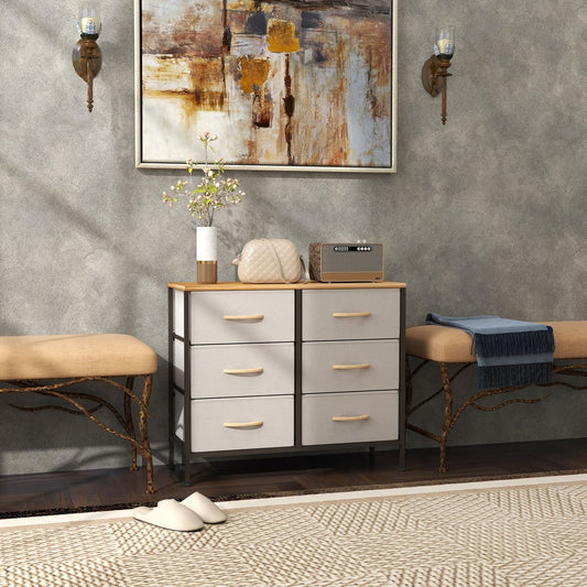 HOMCOM Fabric Chest of Drawers in Cream White, image 2