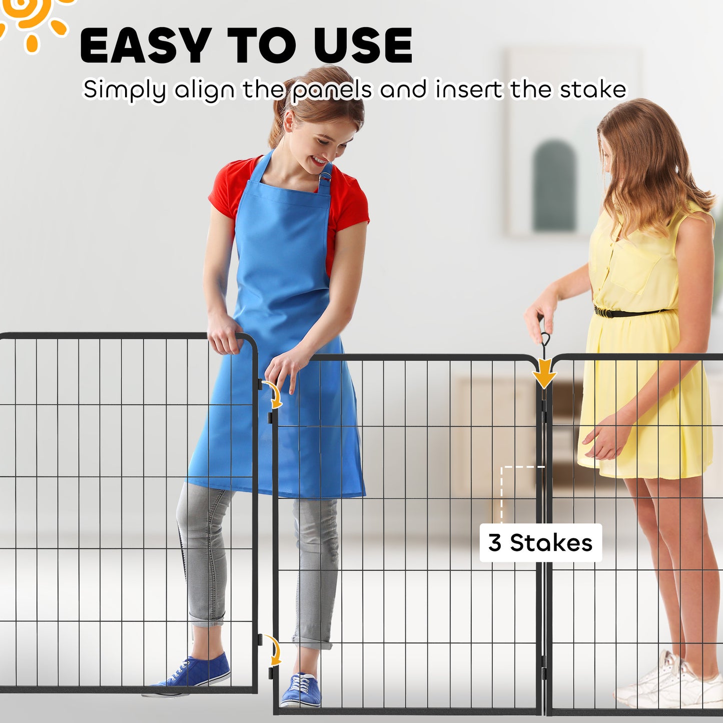 PawHut Two-Piece Dog Pen Expansion Pack for Large Dogs, 100cm Tall Animal Pen with Three Connecting Stakes