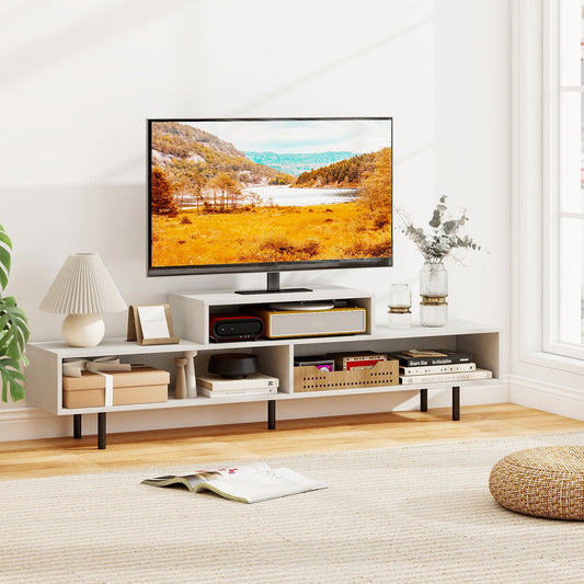 3 Cubby TV Stand Entertainment Center with Compartments-White