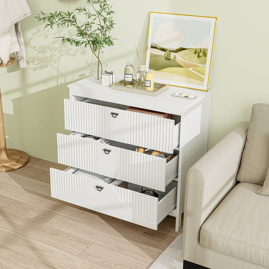 3-Drawer Dresser with Anti-toppling Kit and Storage-White