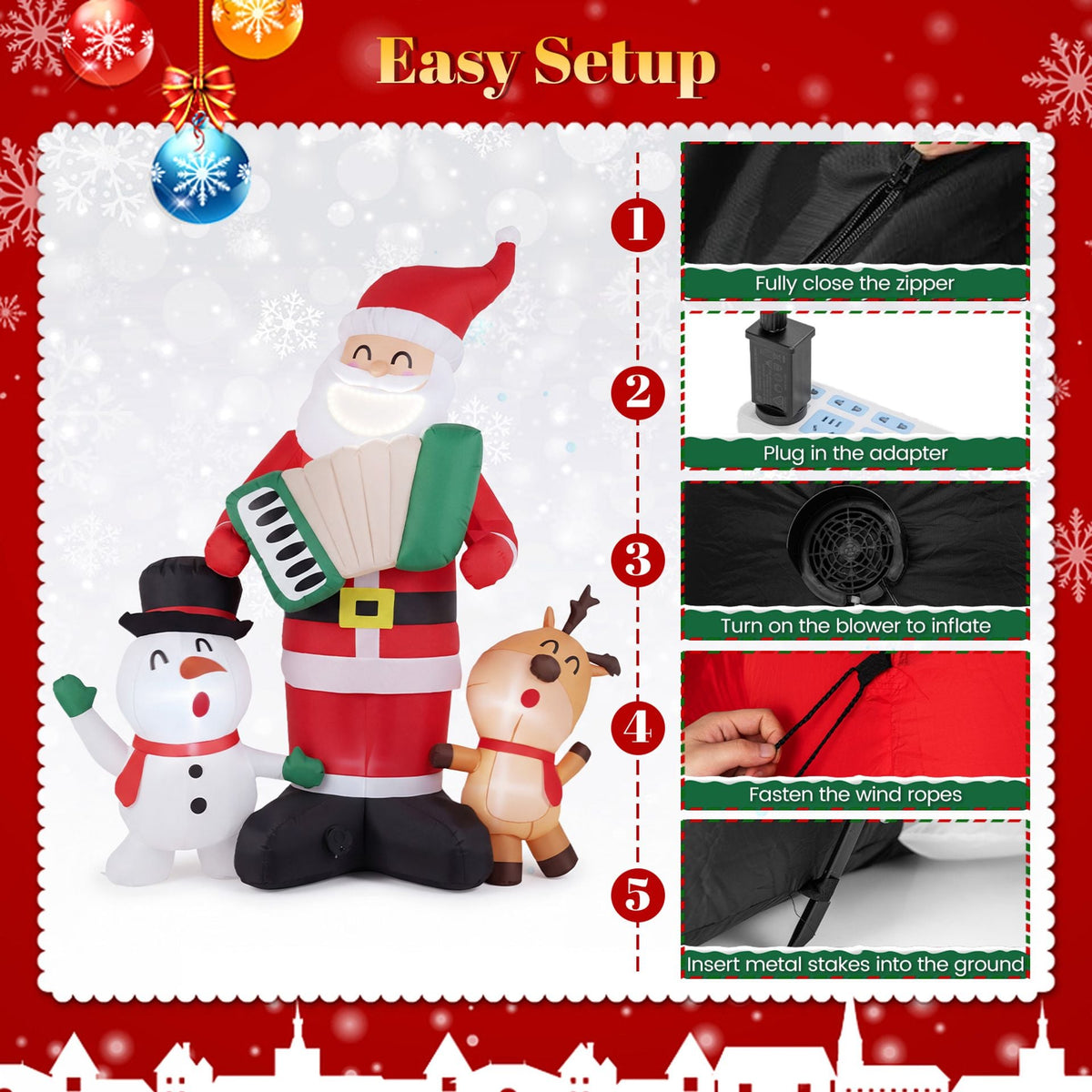 3-Pack 8 FT Inflatable Christmas Decorations for Holiday Decor Outdoor