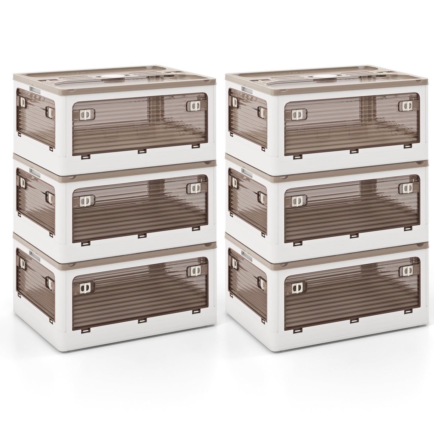 3-Pack 24-Gal Stackable Collapsible Plastic Container Storage Bins with Lids-White