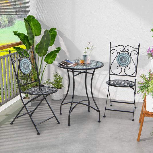 Mosaic Round Side Table 60cm Indoor Outdoor Plant Stand for Patio Balcony(ONLY TABLE)