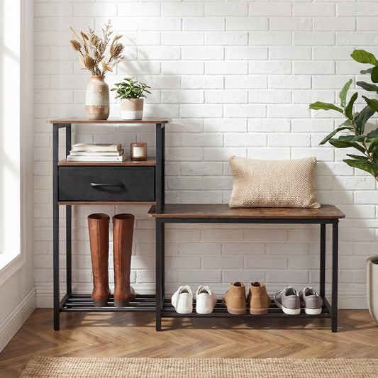 3-Tier Shoe Rack Bench in Brown, image 2