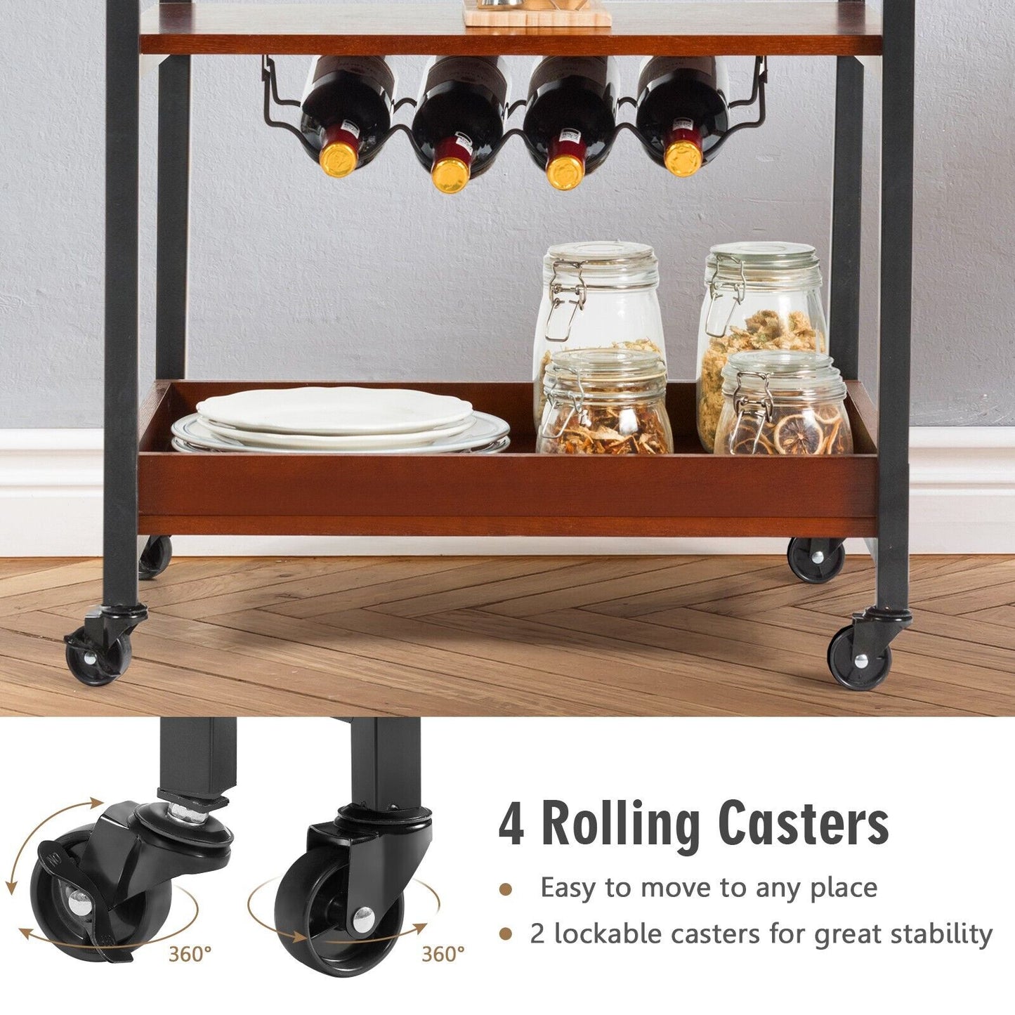 3-Tier Industrial Kitchen Island Cart
