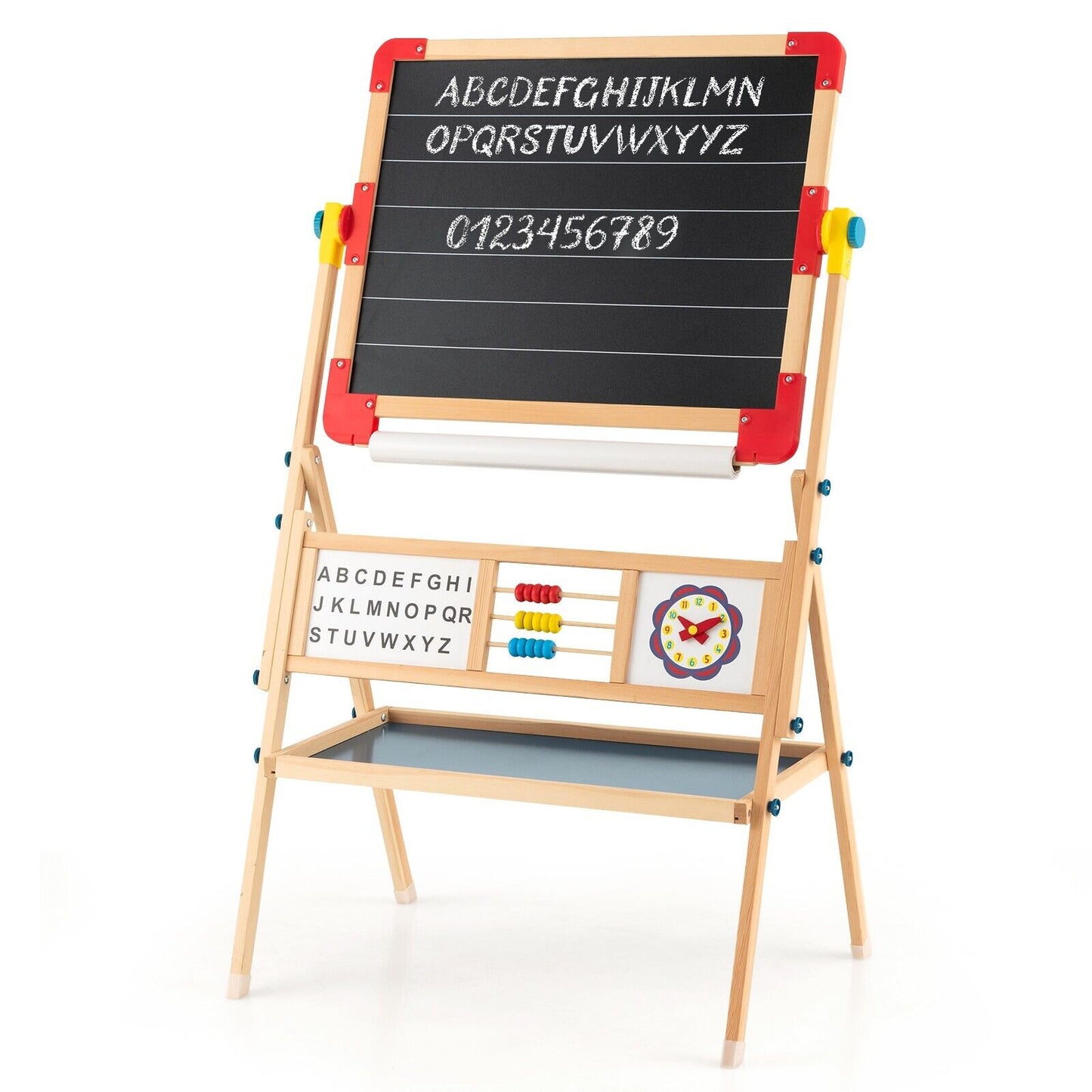 3-in-1 Freestanding Kids Art Easel with Double-sided Drawing Board