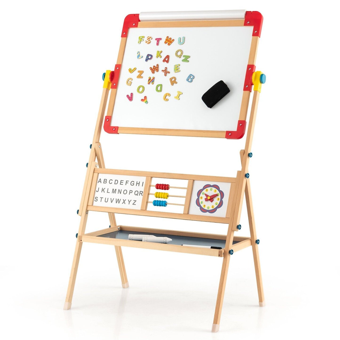 3-in-1 Freestanding Kids Art Easel with Double-sided Drawing Board