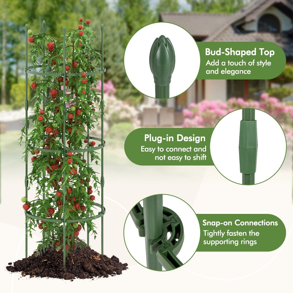 3-Pack Garden Trellis for Climbing Vines Flowers Potted Plants Vegetables Fruits-M