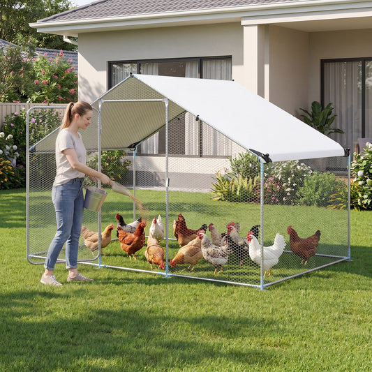 300 x 203 x 202 CM Walk-in Chicken Run with Waterproof Cover for Backyard