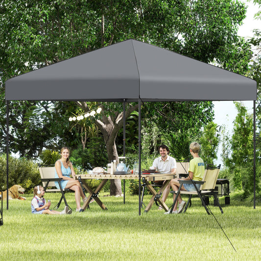 300 x 295 cm Pop up Canopy Tent with Portable Carrying Bag and Wind Ropes-Grey