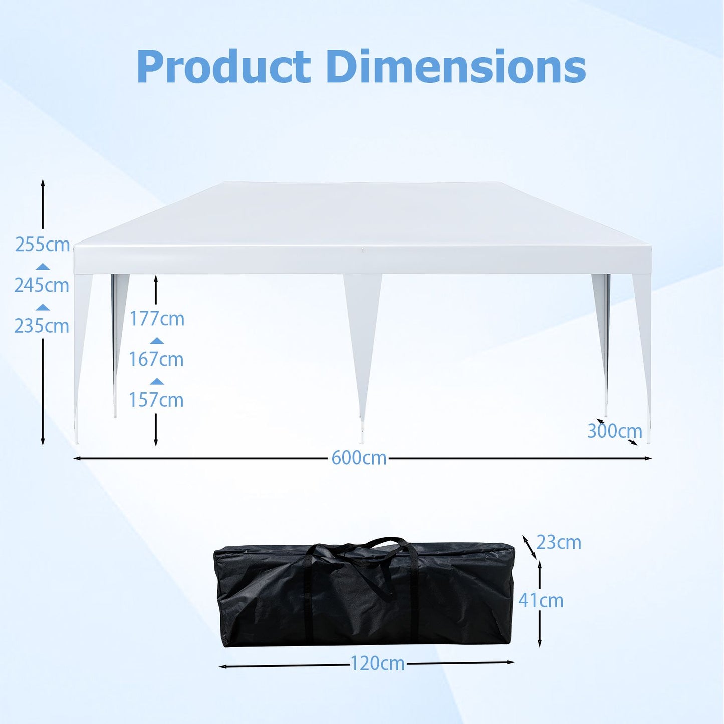 300 x 600 cm Pop-up Canopy Tent with Carrying Bag-White