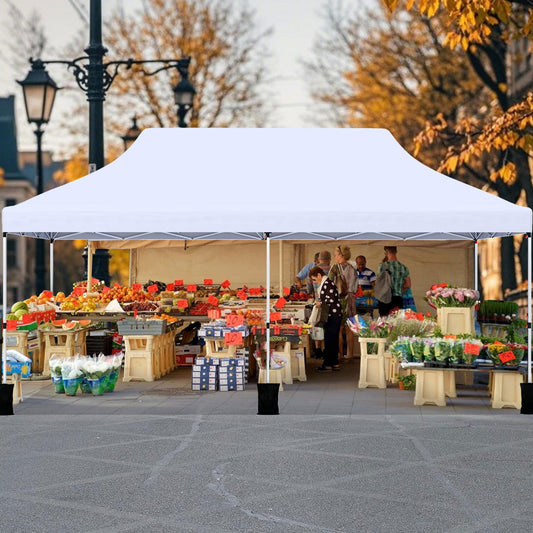 300 x 600 cm Pop up Canopy Tent with Carry Bag and 6 Sandbags-White
