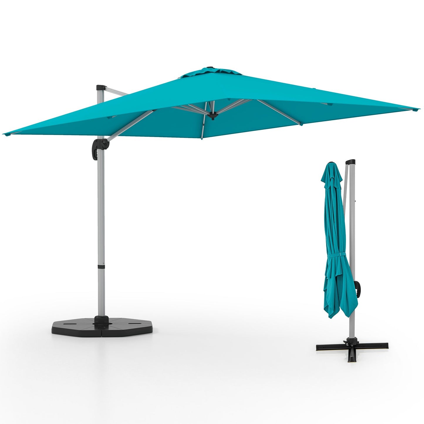 300cm Patio Cantilever Umbrella with 360° Rotation and Adjustable Tilt-Blue
