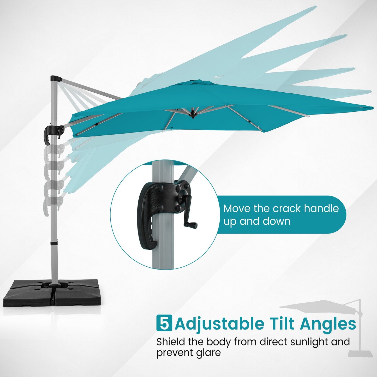 300cm Patio Cantilever Umbrella with 360° Rotation and Adjustable Tilt-Blue