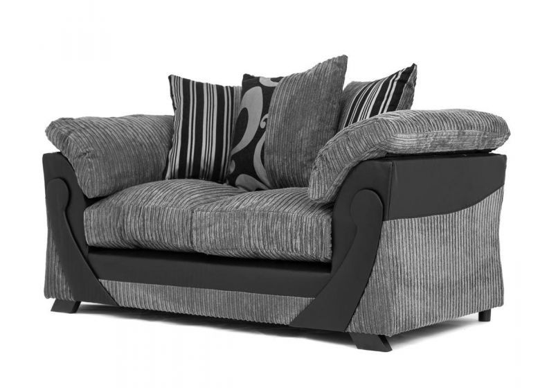 Sofa dwuosobowa z iluzjonistycznego sznurka, szenili i sztucznej skóry