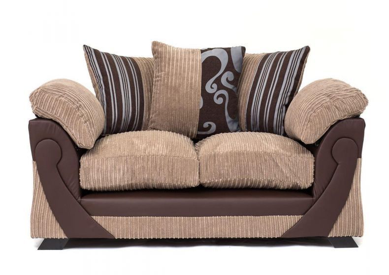 Sofa dwuosobowa z iluzjonistycznego sznurka, szenili i sztucznej skóry