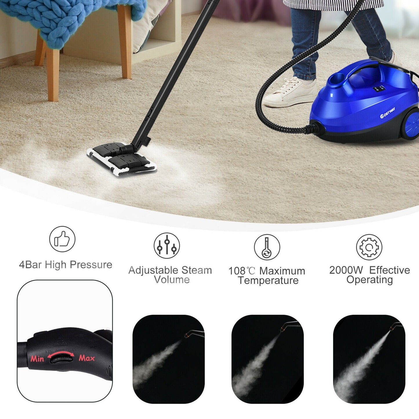 2000w Multi Purpose Steam Cleaning Mop-Blue
