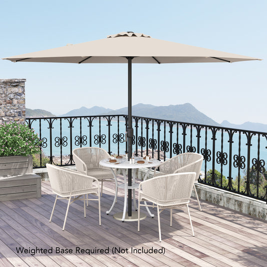350 cm Patio Umbrella 8 Sturdy Ribs Table Umbrella with Crank Handle-Beige