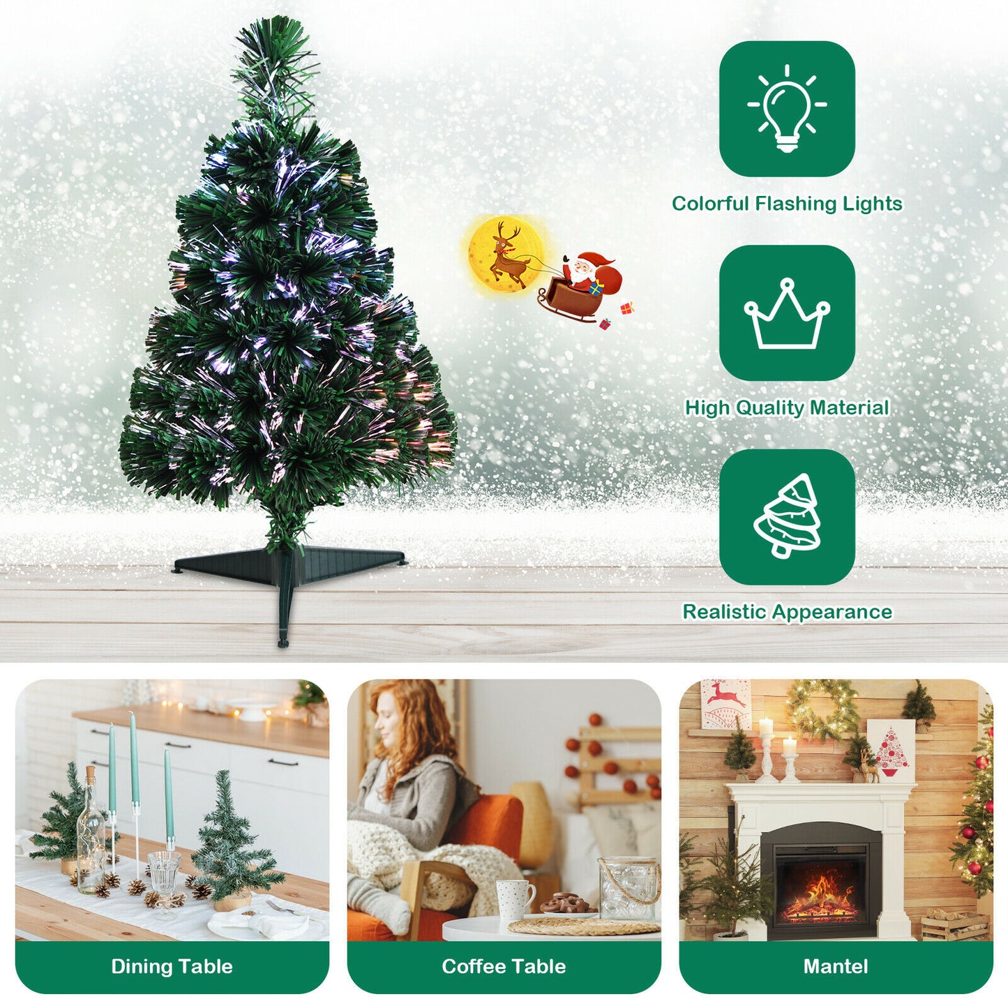 Indoor Fibre Optic Christmas Tree with 60 PVC Branch Tips