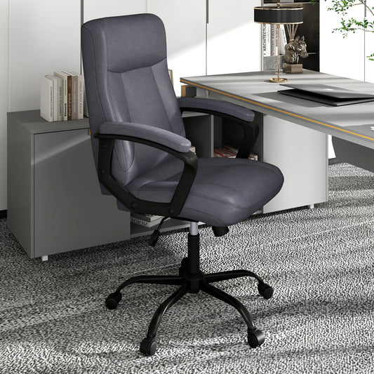 360° Swivel Task Chair with High Back and Built-in Armrests-Grey