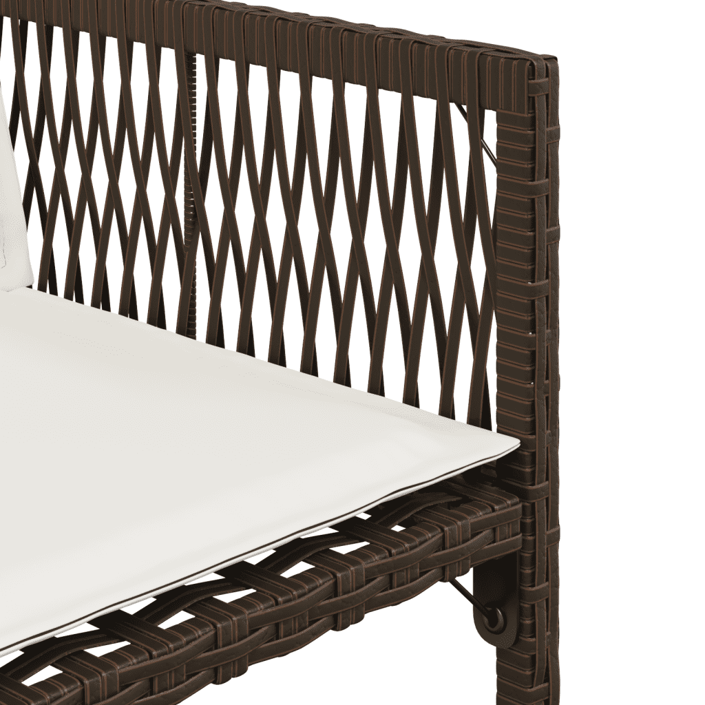 vidaXL 7 Piece Garden Dining Set with Cushions Brown Poly Rattan 6