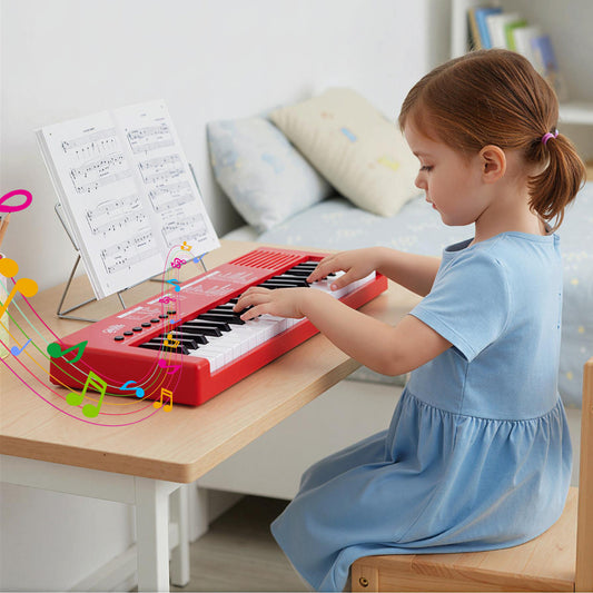 37 Keys Kids Piano Keyboard with Microphone Portable Electric Piano for Toddlers-Red