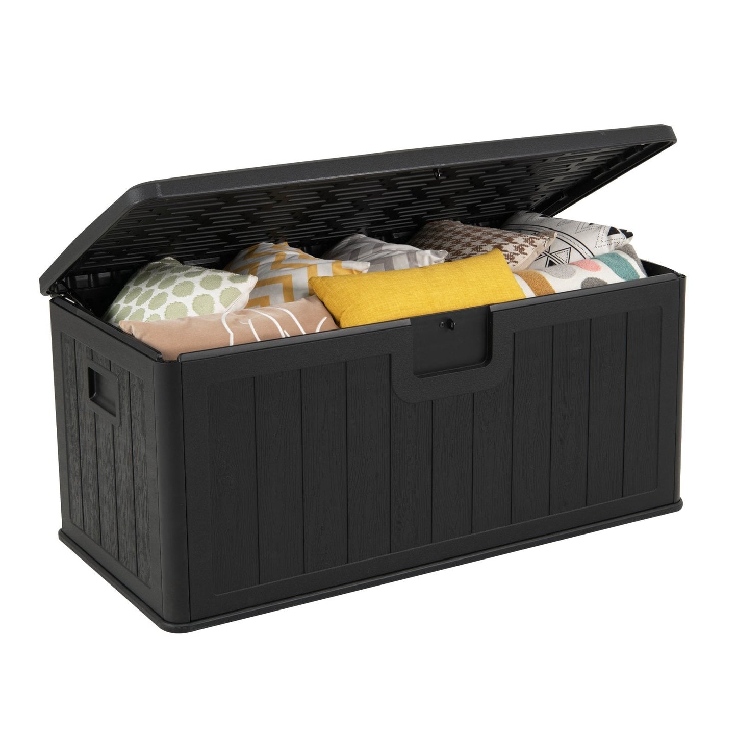 380L Large Waterproof Storage Deck Box for Garden Tools-Black