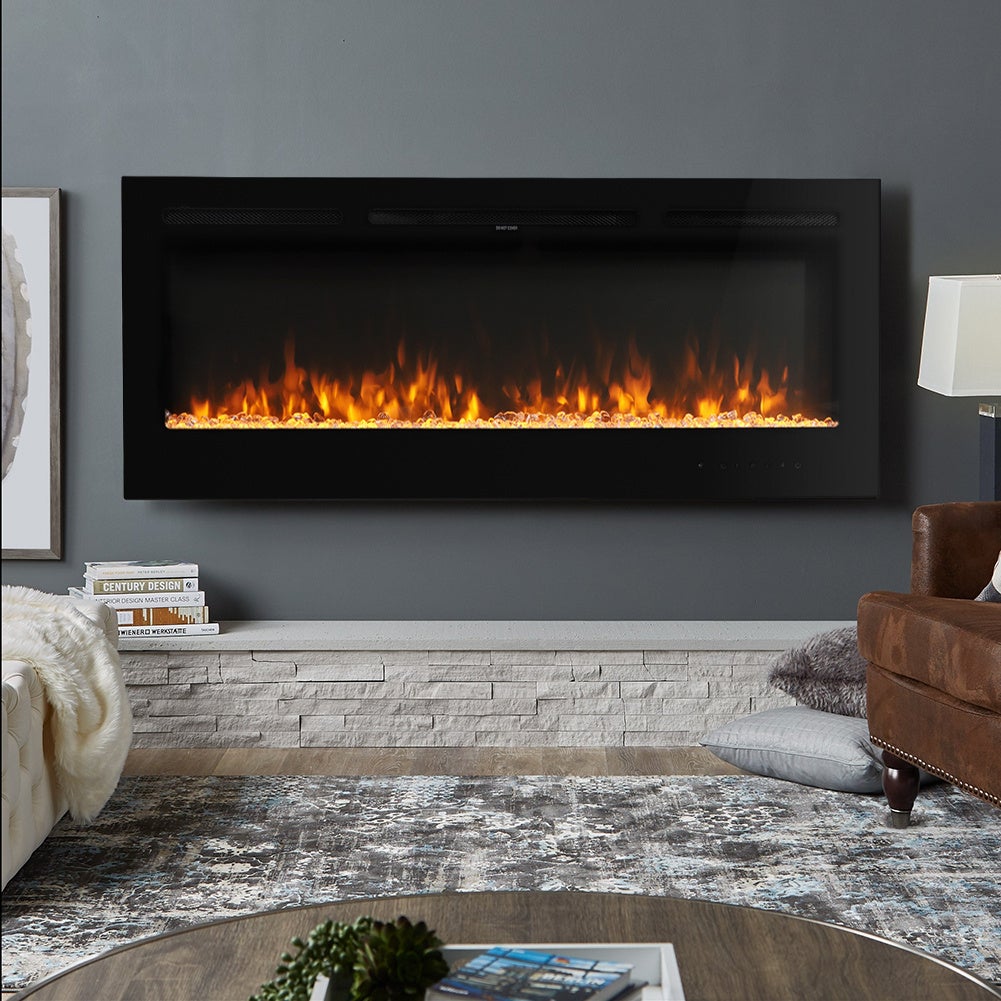 60 Inch Wall Mounted Fireplaces 1500W Insert Modern Electric Fireplace Heater
