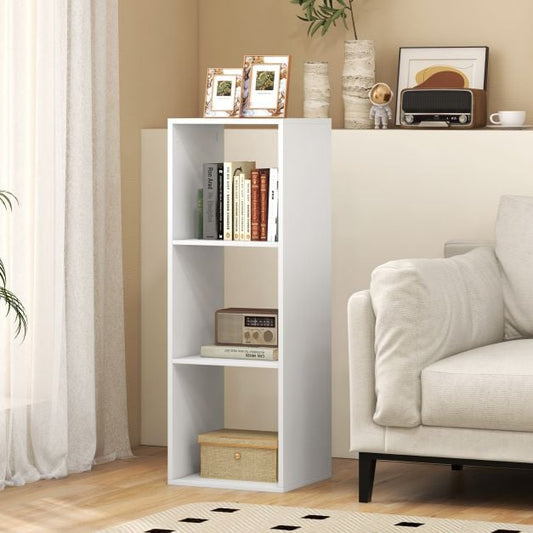 3-Cube Bookshelf Vertical Bookcase Open Storage Organizer-White