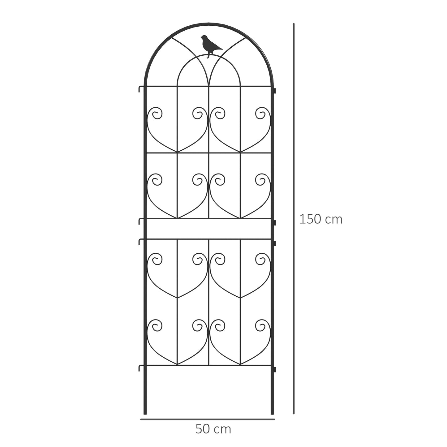 Outsunny Set of 2 Garden Trellis, Metal Fence Panels for Climbing Outdoor Plants, Flowers, 150 x 50cm