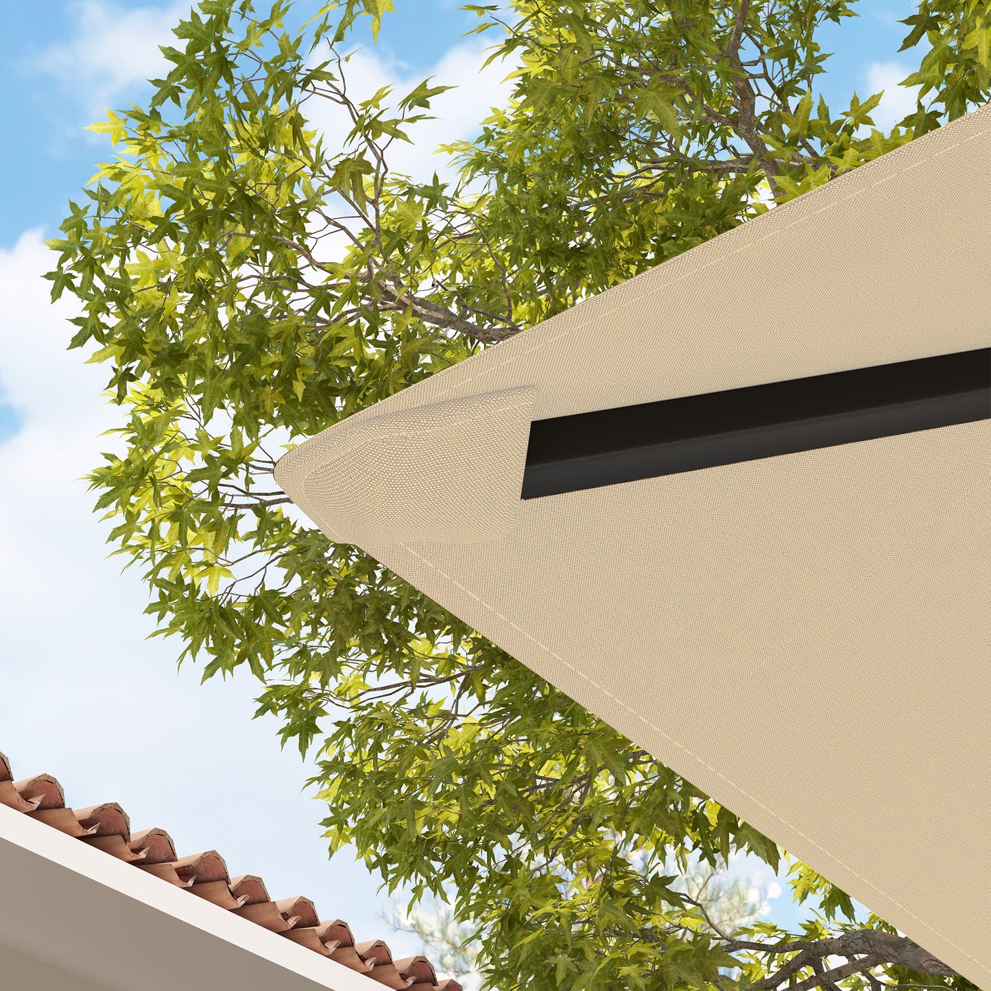 Outsunny 3 x 3(m) Gazebo Canopy Replacement Cover, Garden Gazebo Roof Replacement with Drain Holes, Water Resistant PVC Coating, 370g/√£≈Ω¬°, UPF30+, TOP COVER ONLY, Beige
