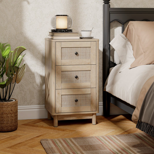 HOMCOM 40 cm Drawer Chest of Drawers with 3 Drawer - Oak