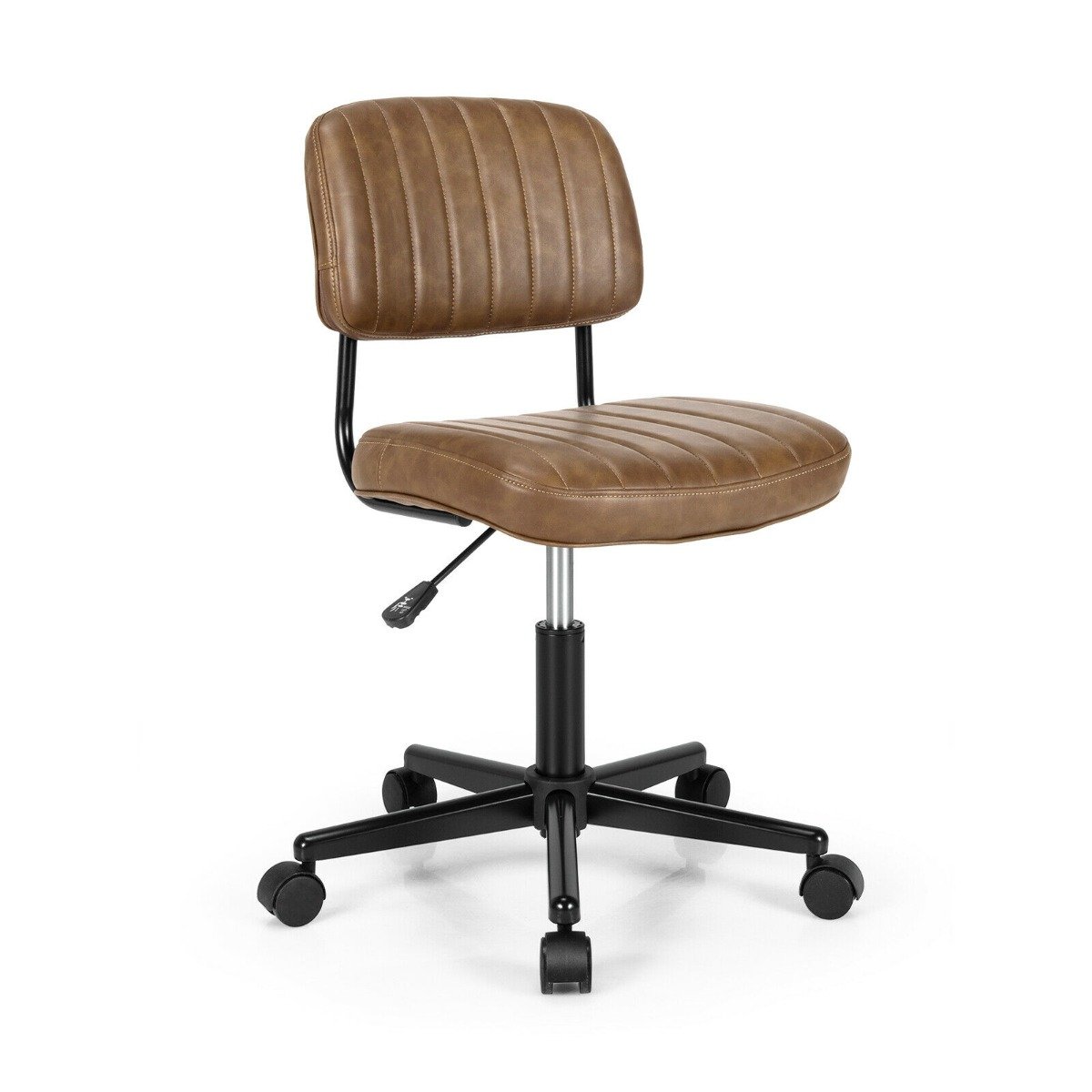 Regulowany, ergonomiczny fotel wypoczynkowy ze skóry PU – brązowy