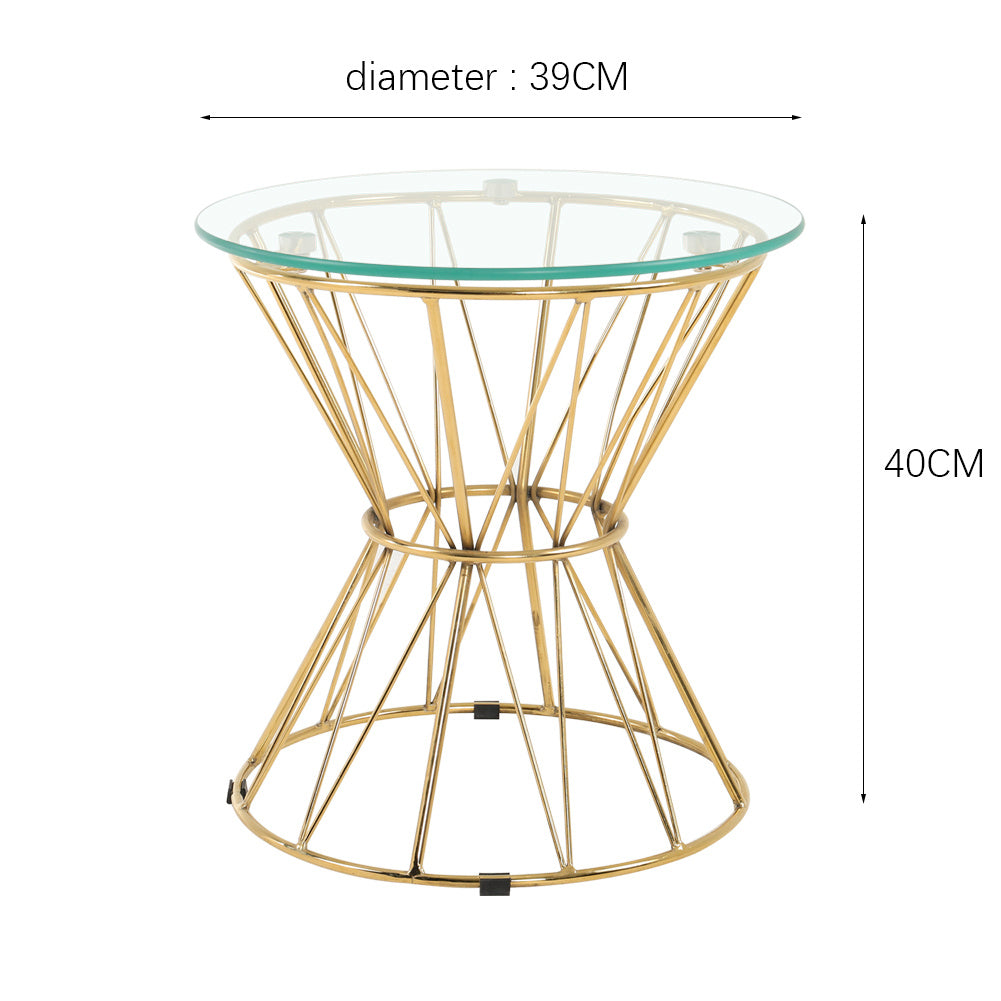 Round End Table Coffee Table Gold/Silver Based Side Table