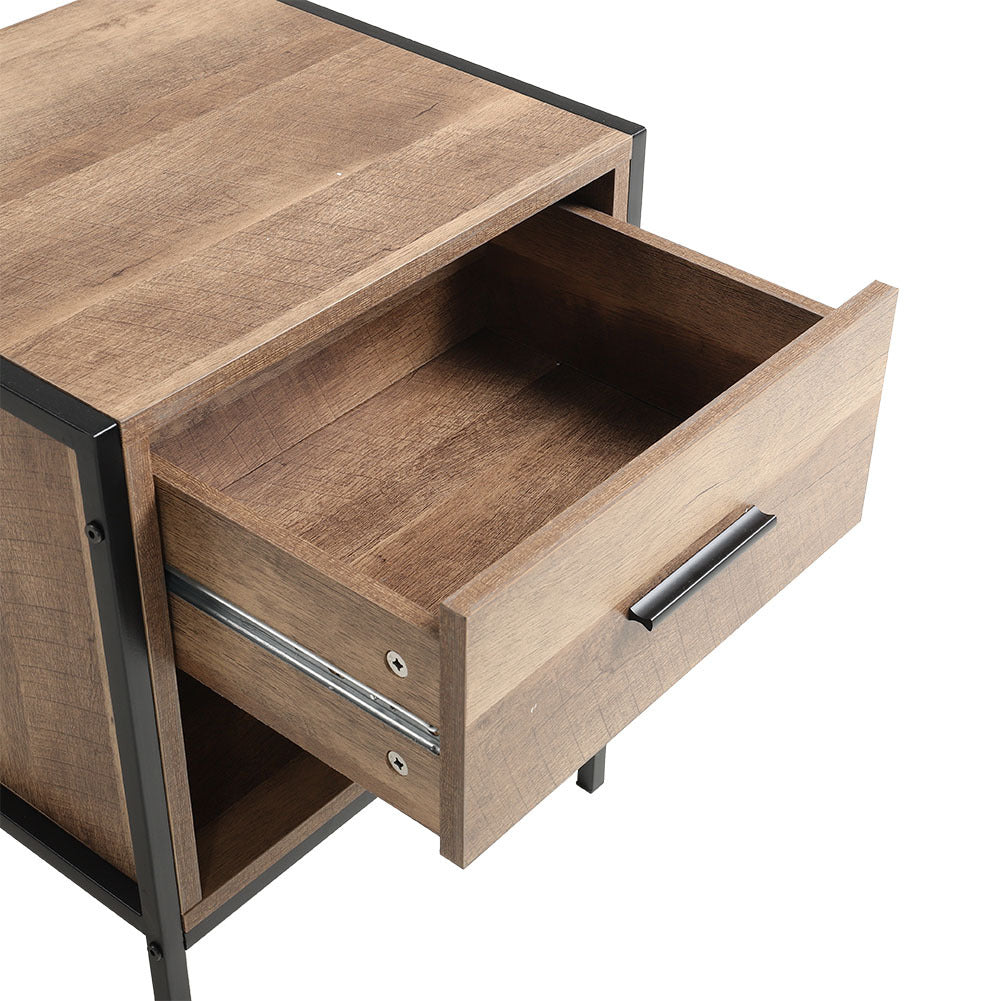 Storage Bedside Table 2 Shelves End Table Industrial Nightstand