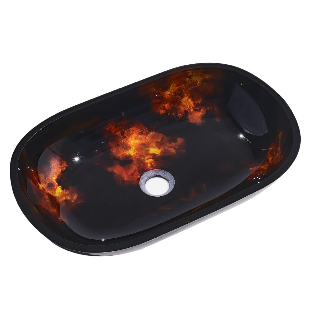 54cm W Oval Bathroom Art Tempered Glass Sink