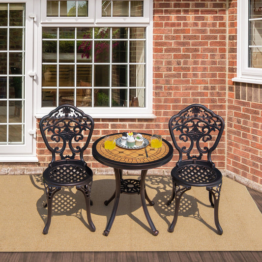 3 Pieces Patio Bistro Set for Porch Garden Poolside Backyard-Copper