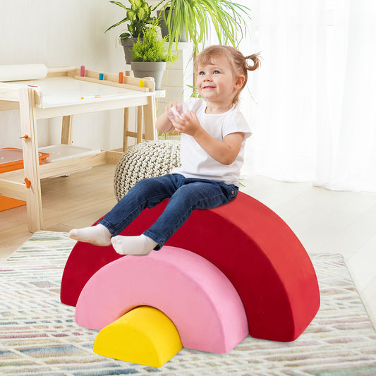 3 Piece Toddlers Climbing Toys with Elastic Filling-Red