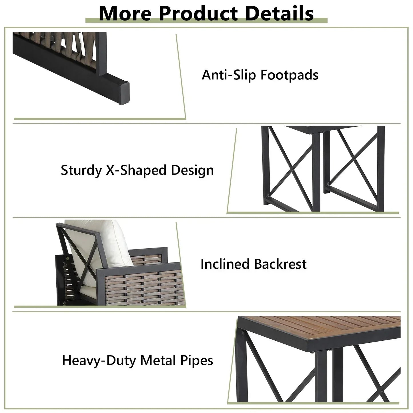 3 Pieces Patio Rattan Bistro Set with Acacia Wood Tabletop-White